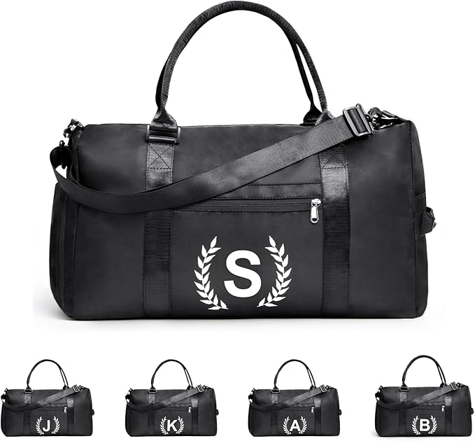 Gym Bag for Women & Men, Fitness Workout Sports Travel Duffle Bag with Wet Pocket & Shoes Compartment, Great Present for Gym Lovers Jet Black