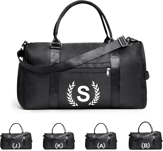 Gym Bag for Women & Men, Fitness Workout Sports Travel Duffle Bag with Wet Pocket & Shoes Compartment, Great Present for Gym Lovers Jet Black