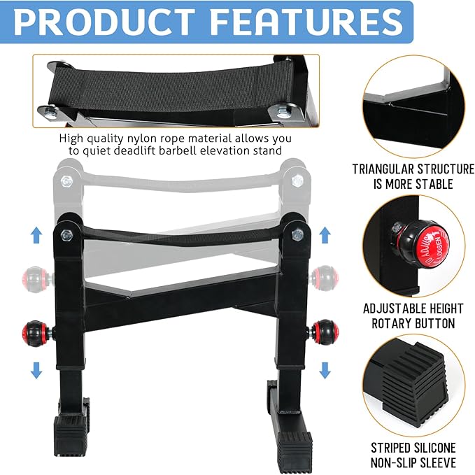 Deadlift Jack Barbell Stand, Barbell Rack, Barbell Buffer Frame, Carbon Steel Barbell Jack, Easily Load and Unload 800lb Barbell Plates for Deadlift Exercise & Weight Training (Black)