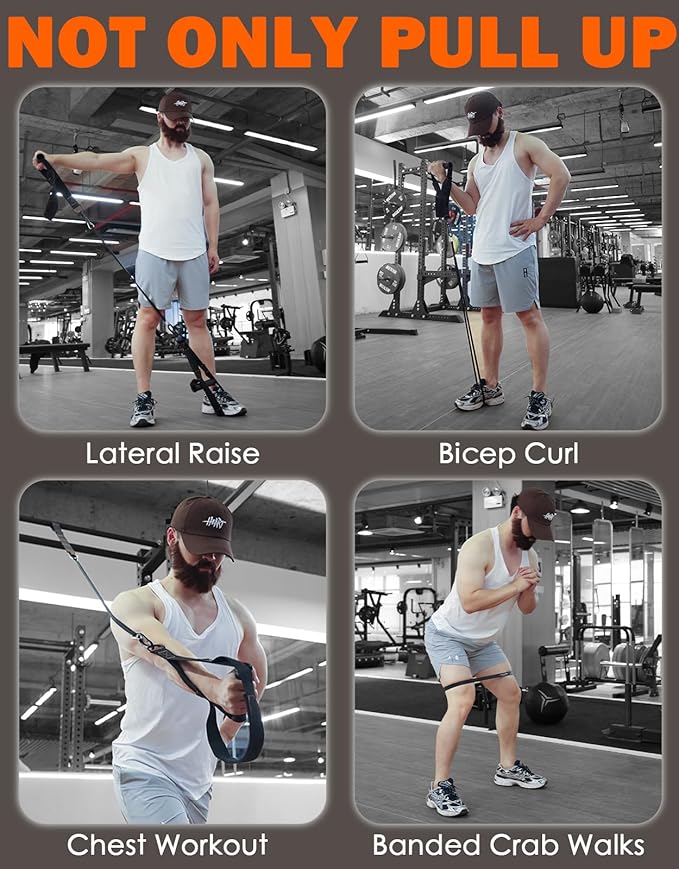 Fitarc Pull Up Assistance Bands Set,Pull Up Assist Strap with Handle,14 Levels of Assistance Up to 300LBS, Orange