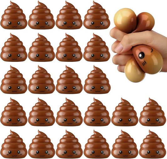 Meooeck 24 Pcs Poop Stress Relief Toys Mini Novelty Joke Toys for Relief Cute and Fun Stretchy Balls Poop Birthday Party Decorations for Christmas, Office, Stocking Stuffer Gift