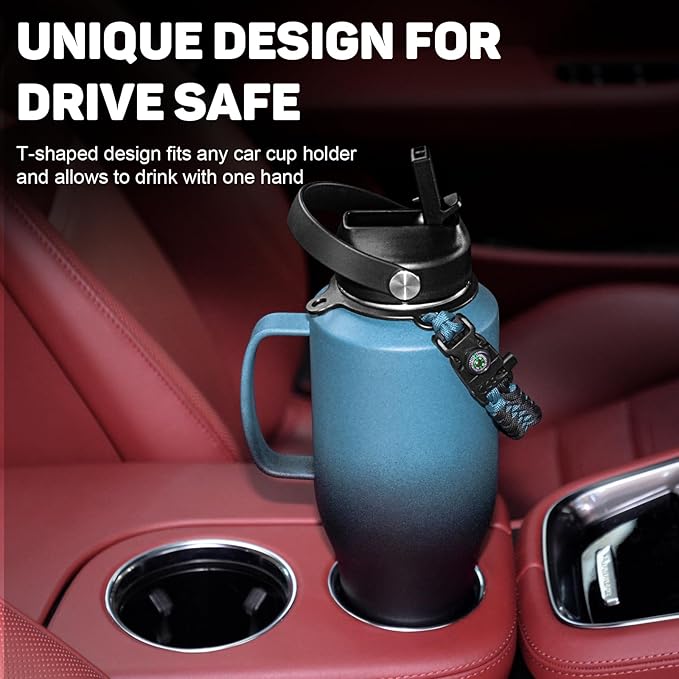 Water Bottle 40oz, Insulated Tumblers with Handle & Straw Lid, Insulated Water Bottle Fits in Cup Holder, Double Wall BPA-Free, Stainless Steel Travel Cup Leak-proof to Keep Cold 24H&Hot12H