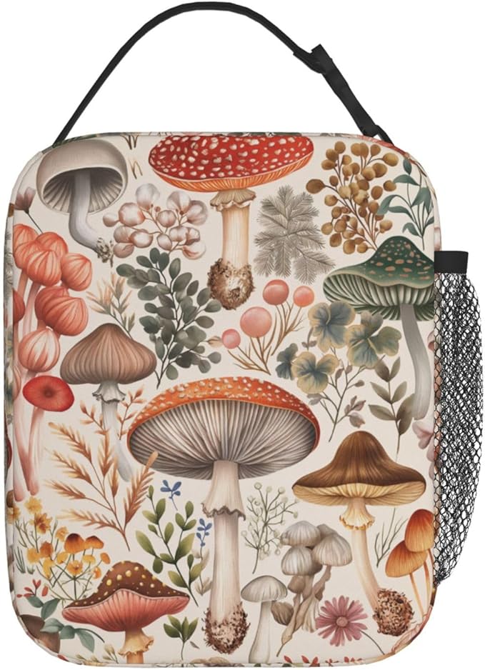 Lunch Box for Women Men, Mushroom Insulated Lunch Box Reusable Portable Lunch Bag Cooler Tote Waterproof Lunch Container for Office Picnic Work Travel Hiking