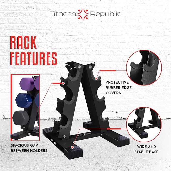 Neoprene Dumbbells Weight Storage Rack - 2.0 MM Thick Steel Weight Organizer - Ideal Choice for Home Gym - Easy to Assemble and Store