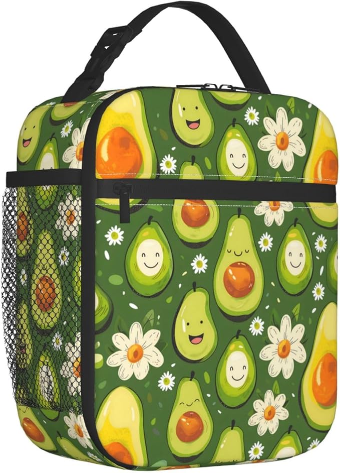 Insulated Lunch Box for Women Men, Avocado Theme Lunch Box Reusable Portable Lunch Bag Cooler Tote Waterproof Lunch Container for Office Picnic Work Travel