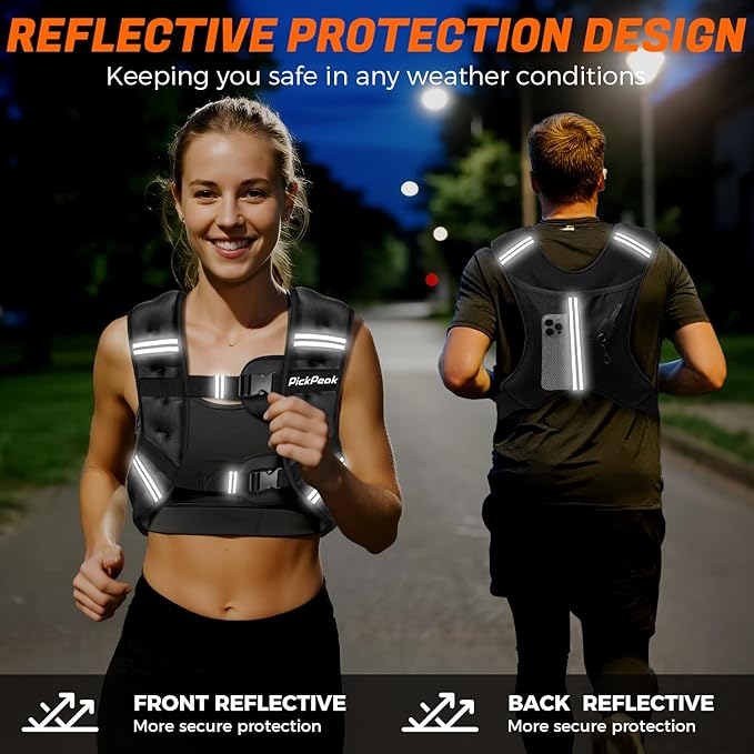 Weighted Vest for Woman Man 5lb/6lb/8lb/12lb/15lb/20lb/25lb/30lb Weighted Vest for Walking, Strength Training Weight Vest with Adjustable Buckle Detachable Phone Pouch for Running Workout