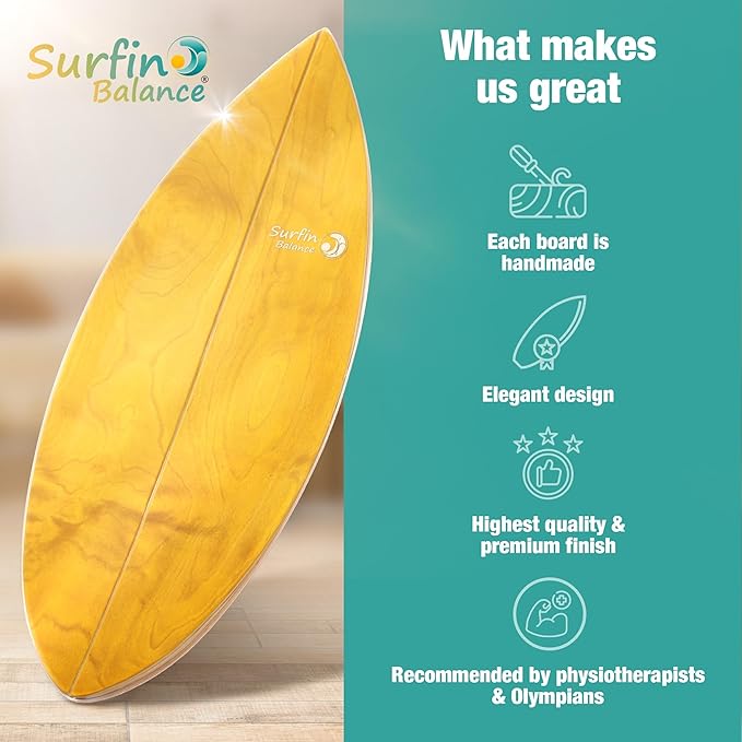 Wooden Balance Board - unique [incl. corc roller, corc hemisphere and balance ball] Balance Board Kids - Balance Boards for Adults - Indo Board Mobo Board Gibbon Board Giboard Slackboard Balancing