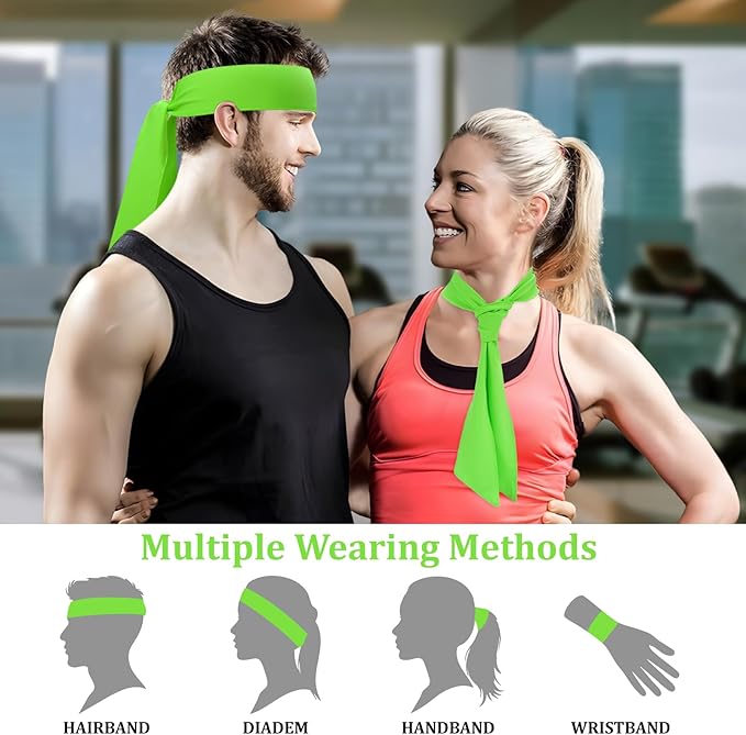 ONUPGO 18Pcs Head Ties for Men Women, Adjustable Headbands Sports Sweatband Ninja Ties Head Band, Sweat Wicking Workout Headband for Sports, Running, Tennis, Yoga, Soccer, Karate