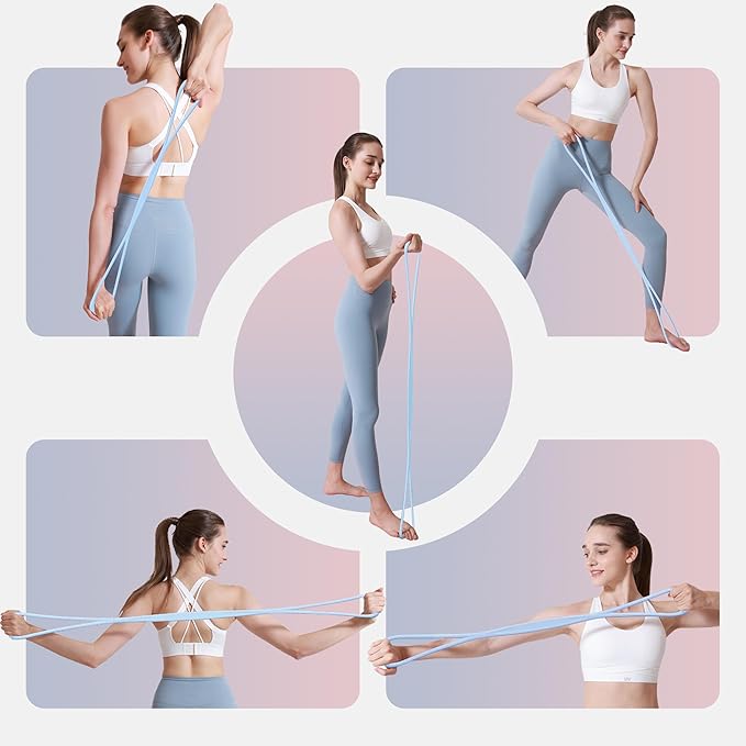 Luminous Resistance Bands, 8 Shaped Exercise Bands, with Handles Band for Arms, Back, Shoulder Stretch, Resistance Bands Women Men, Gift for Yoga Lover/Beginner, Not Break