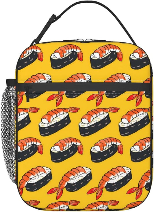 Insulated Lunch Box for Women Men, Sushi Theme Lunch Box Reusable Portable Lunch Bag Cooler Tote Waterproof Lunch Container for Office Picnic Work Travel
