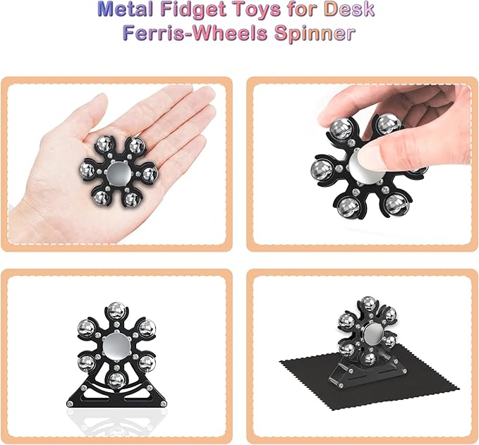 Desk-Toys for Fidget Ferris-Wheel-Spinner: 4mins Kinetic-Spinning Cool-Gadgets, Cool-Stuff Thing Toy for Office School Home Man Women Christmas, Stress-Relief Game Gifts for Adult Teen Children Kid