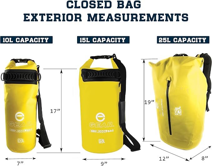 Insulated Dry Bag Floating Cooler – 10L / 15L / 25L Roll Top, Leak Proof, Waterproof, Collapsible, with Padded Shoulder Strap - Perfect for Kayaking Fishing Beach