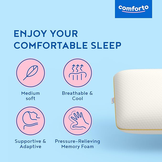 Ergonomic Memory Foam Pillow for Neck Pain Relief - Ergonomic 27.5x17.7 Neck Cervical Support Pillow for Sleeping - Side and Back Sleepers, Medical Orthopedic Foam Pillow - Medium Firm