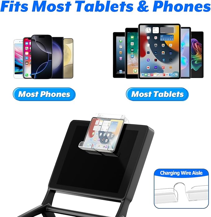 Cosmos Treadmill Tablet Holder & Phone Stand Compatible with Peloton Bike, Treadmill Acrylic Tablet Reading Rack for iPad, Gym Exercise Bike & A5 Book Holder, Adjustable Clamps with Anti-Slip Pads
