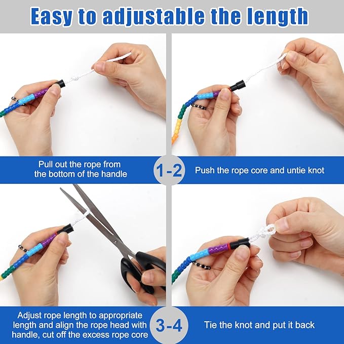 Coolrunner 16 FT Long Jump Rope(2 PACK), Double Dutch Jump Ropes, Soft Beaded Skipping for Kids Adults, Plastic Segmented Long Enough for 4-5 Jumpers