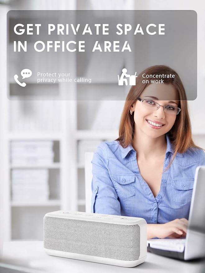 OnLyee White Noise Machine for Office Privacy & Noise Canceling, USB Rechargeable Sound Machine for Sleeping Adults, 42 Soothing Sounds, Lullabies, Fan Sounds, Auto-Off Timer – Ideal for Sleep & Focus