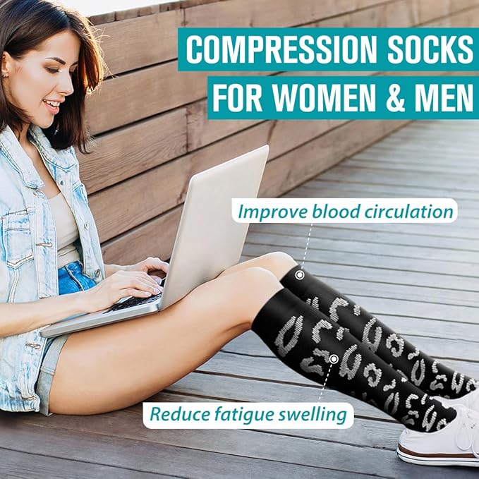 BLUEENJOY Copper Compression Socks for Women & Men (6 pairs) - Best Support for Nurses, Running, Hiking, Recovery