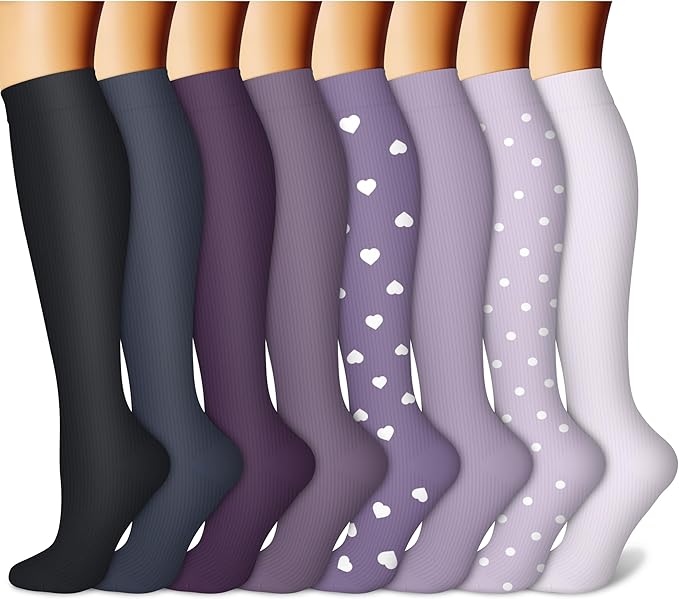 CHARMKING Compression Socks for Women & Men Circulation (8 Pairs) 15-20 mmHg is Best Support for Athletic Running,Hiking