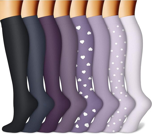 CHARMKING Compression Socks for Women & Men Circulation (8 Pairs) 15-20 mmHg is Best Support for Athletic Running,Hiking