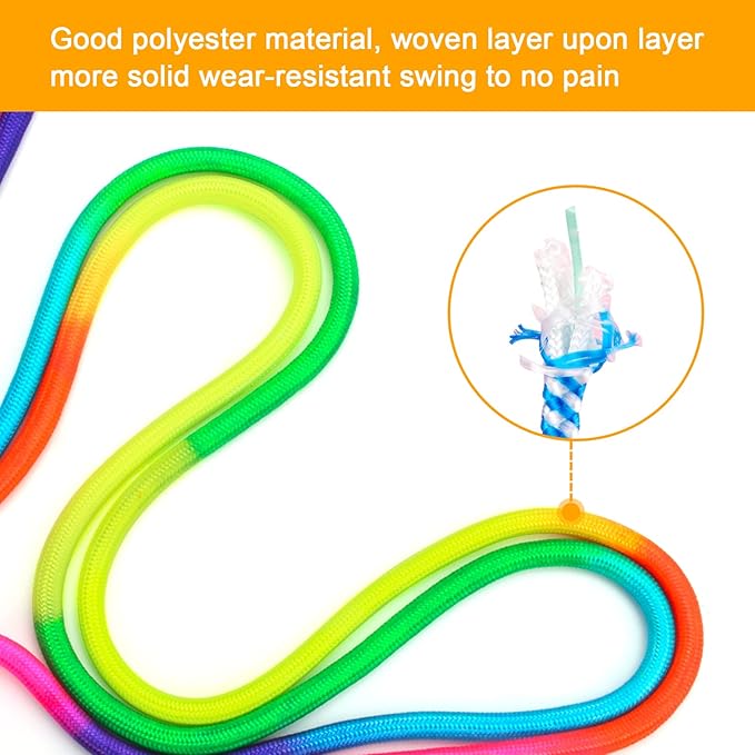 Coolrunner 16 FT Long Jump Rope(2 PACK), Double Dutch Jump Ropes, Soft Beaded Skipping for Kids Adults, Plastic Segmented Long Enough for 4-5 Jumpers