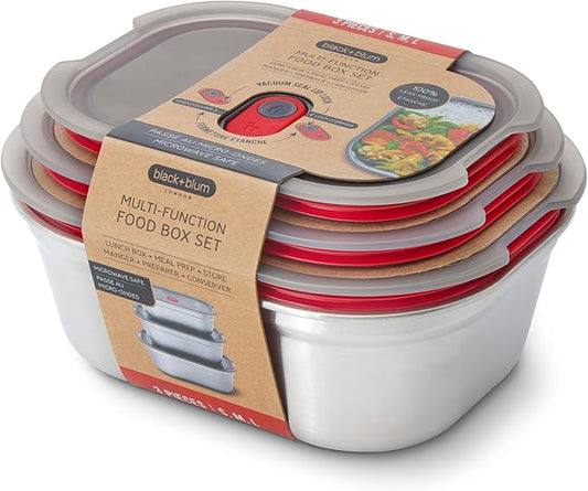 BLACK + BLUM Lunch Bowl Mixed Set - Reusable Meal Prep Containers for Picnic & Camping - Microwavable Stainless Steel Lunch Dinner Food Storage Box - Leak Proof Lid - Dishwasher Oven Safe - 20/30/40oz