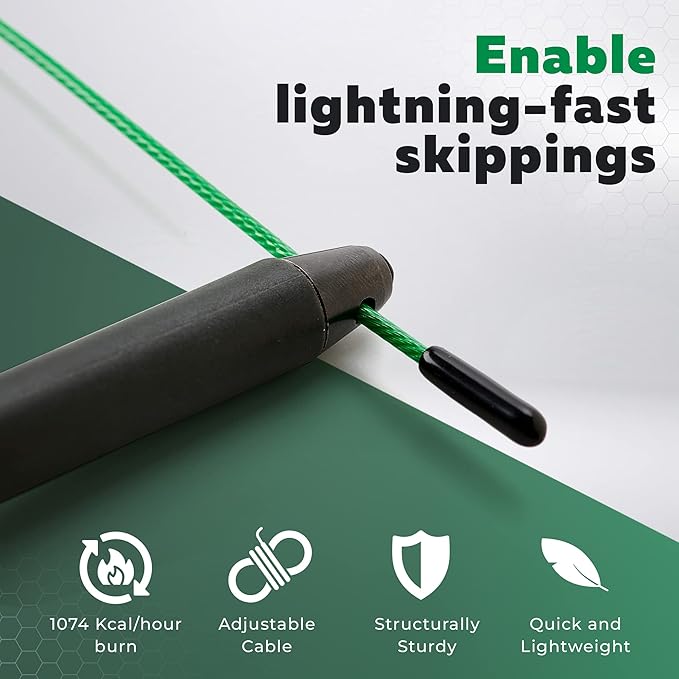 PICSIL - Sphinx Rope | 360° Spin Jump Rope | Dual Bearing System | Fast & Lightweight for Fitness, Cross Training Boxing | Adjustable Cable| Double Rolling |