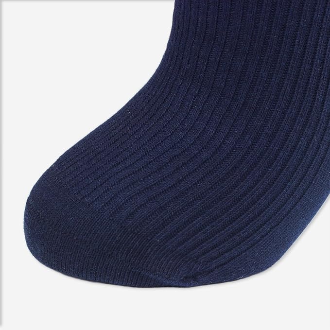 COTTON DAY Women's Soft Combed Cotton Knee High Long Calf Dress Socks Seamless Toe Black White Gray Navy Blue Brown