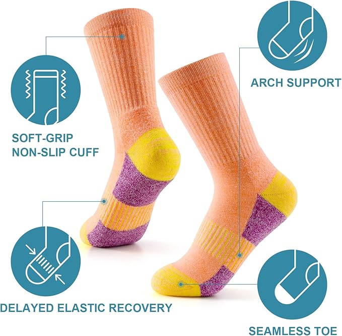 Gonii Women Socks Hiking Running Thick Cushion Athletic Crew Socks 5-Pair