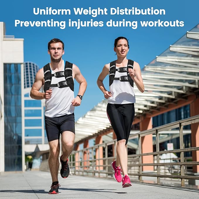 Zikopomi Weighted Vest Woman Man, 6lb/8lb/12lb/16lb/20lb/25lb/30lb Weight Vest with Reflective Stripes for Workout, Strength Training, Running, Fitness, Muscle Building, Weight Loss, Rucking Vest