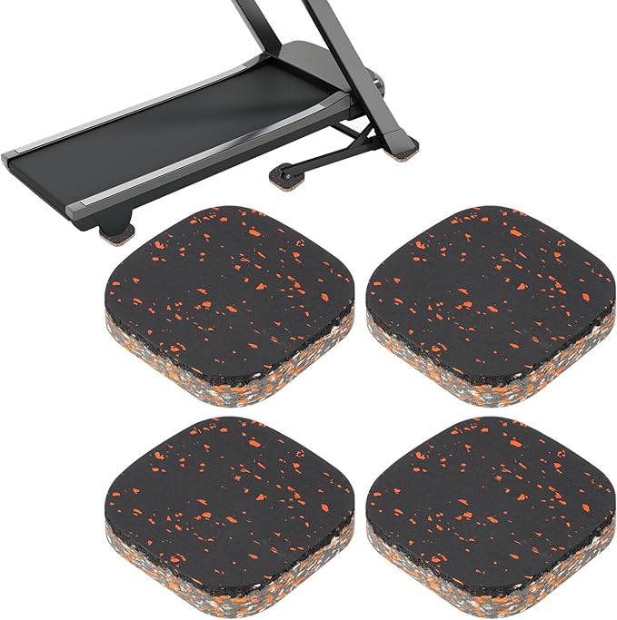 PATIKIL 4 Pcs Treadmill Mat Pads, 4x4x0.8 High Density Foam Anti Vibration Pad Sound Proof Floor Mat Exercise Equipment Mat for Carpet Protect Noise Reduction Home Gym, Orange