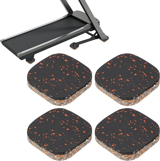 PATIKIL 4 Pcs Treadmill Mat Pads, 4x4x0.8 High Density Foam Anti Vibration Pad Sound Proof Floor Mat Exercise Equipment Mat for Carpet Protect Noise Reduction Home Gym, Orange