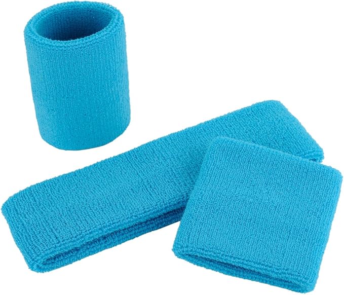 ONUPGO 6 Pieces Sweatbands Set - Sports Headbands Wristbands for Men & Women,Cotton Terry Cloth Sweatband for Tennis,Basketball,Gym,Working Out - Moisture Wicking Elasticity