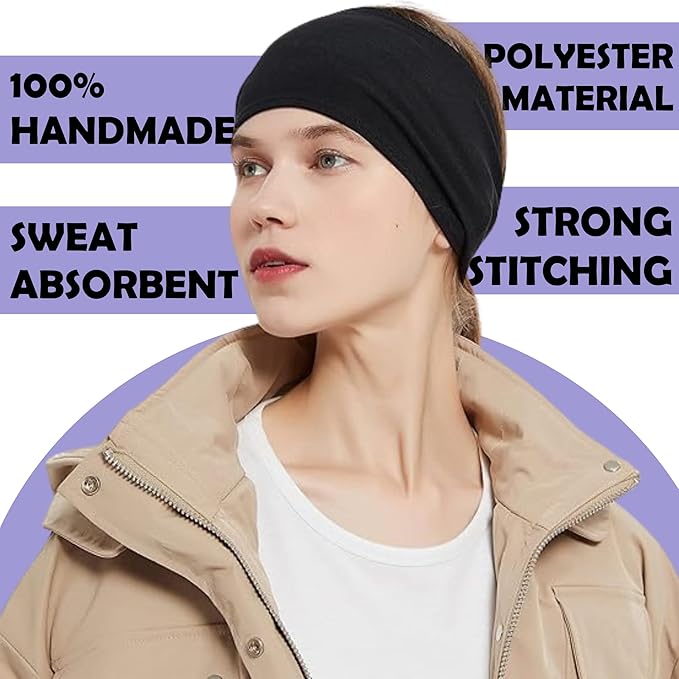 LOTUS78, Pack of 12 Wide Headbands for Women Non Slip, Fashionable Sports Hair Bands for Women's Hair, Soft Elastic Stretchy Head bands, Yoga Workout Headbands for Women Daily Fashion(Feel icon)