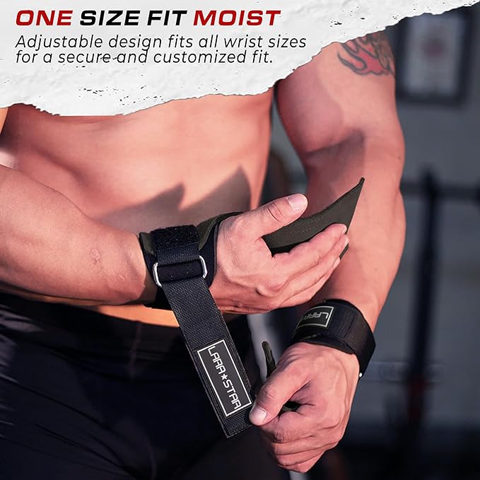 LARA STAR Weight Lifting Wrist Straps for Maximum Grip Support,Lifting Strap for Weightlifting, Gym Grips Hook for Deadlifts, Powerlifting, Heavy Shrug Women/Men