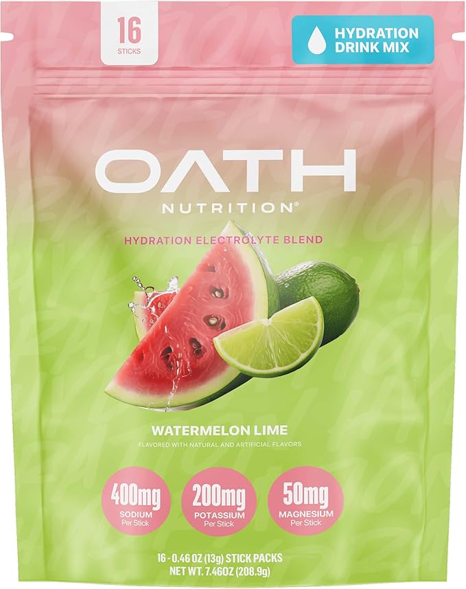 Hydration Electrolyte Powder, Complete Electrolyte Blend for Rapid Hydration and Muscle Support, 16 Single-Serve Packets, Watermelon Lime