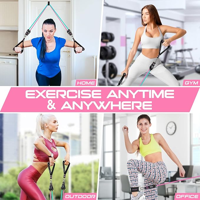 RENRANRING Resistance Bands for Working Out, 150LBS Exercise Bands, Workout Bands, Resistance Bands Set with Handles for Men Women, Legs Ankle Straps for Muscle Training