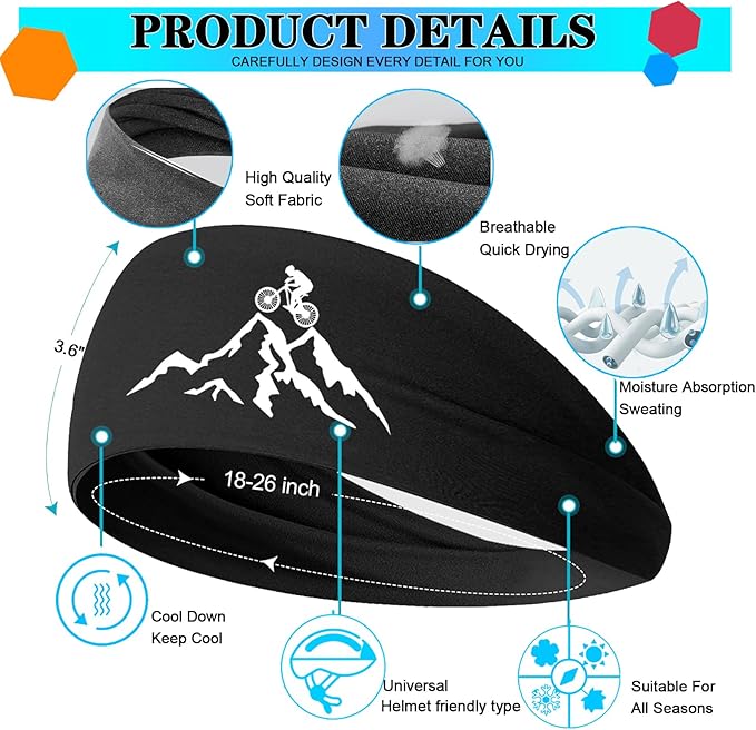 3 PCS Sport Headbands for Men Women Workout Cooling Sweat Bands Headbands Men Sweatbands Running