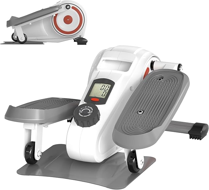 Under Desk Elliptical Machine, Ellipse Leg Exerciser as Seen on TV for Seniors, Pedal Exerciser Fully Assembled with 8 Resistance Levels, Portable Leg Exerciser for Home Office