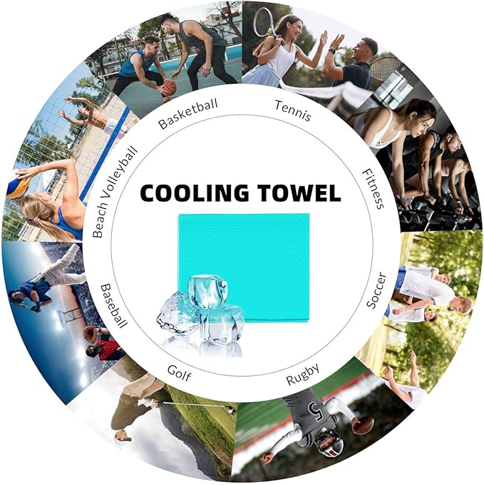 Custom 1-200 Pack Cooling Towel 40"x12", Design Your Team Logo Photo Ice Towel Personalized Soft Breathable Sport Towel Customized Workout Sweat Towel for Yoga Gym Activities (Cyan)