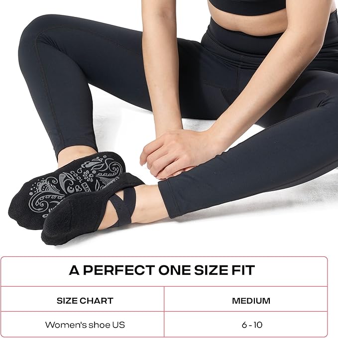 CoolMate Pilates Socks with Grips for Women, Yoga Socks, Crew Non Slip Women for Workout, Barre, Pilates Gifts
