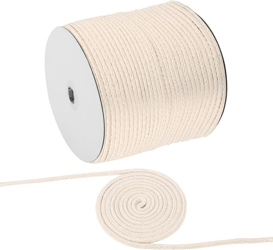 3/16 Inch Cotton Clothesline Rope - 500 Feet All-Purpose Outdoor Clothesline Rope, Soft White Cotton Rope for Laundry & Crafts