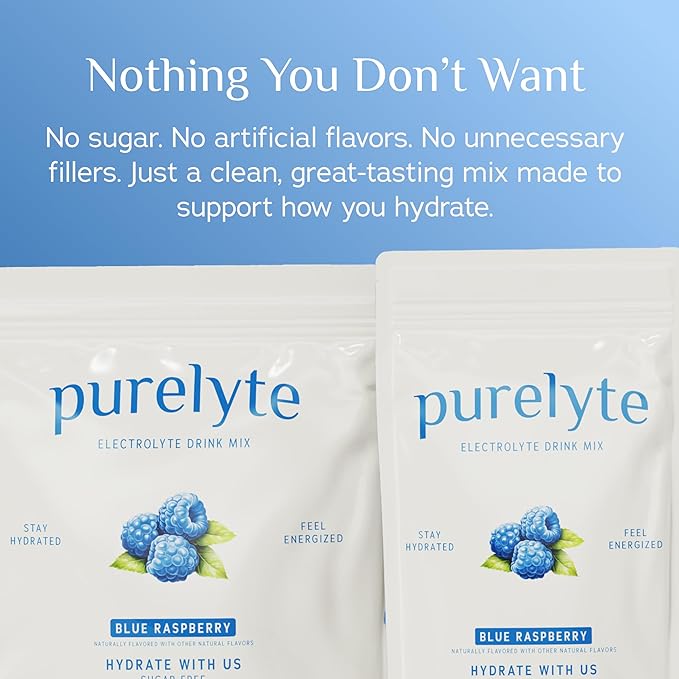 Electrolyte Drink Mix – Sugar-Free Hydration Powder Packets – Clean Electrolytes with Trace Minerals – Keto, Vegan, Gluten-Free – No Artificial Sweeteners – 30 Sticks – Blue Raspberry