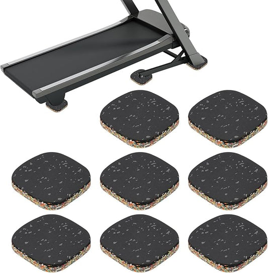 PATIKIL 8 Pcs Treadmill Mat Pads, 4x4x0.6 High Density Foam Anti Vibration Pad Sound Proof Floor Mat Exercise Equipment Mat for Carpet Protect Noise Reduction Home Gym, Gray