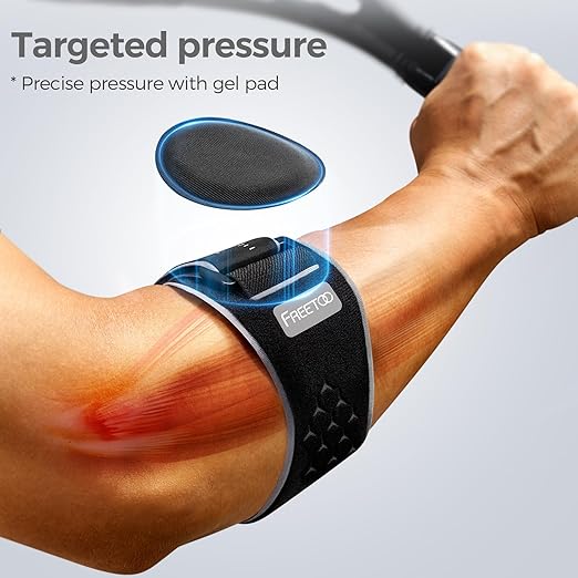 FREETOO Tennis Elbow Brace for Men Women for Tendonitis Relief Treatment, Tennis Elbow Strap with Gel Pad, Golfers Elbow Brace for Men for Pain, Forearm Brace for Medial Epicondylitis Grey S/M
