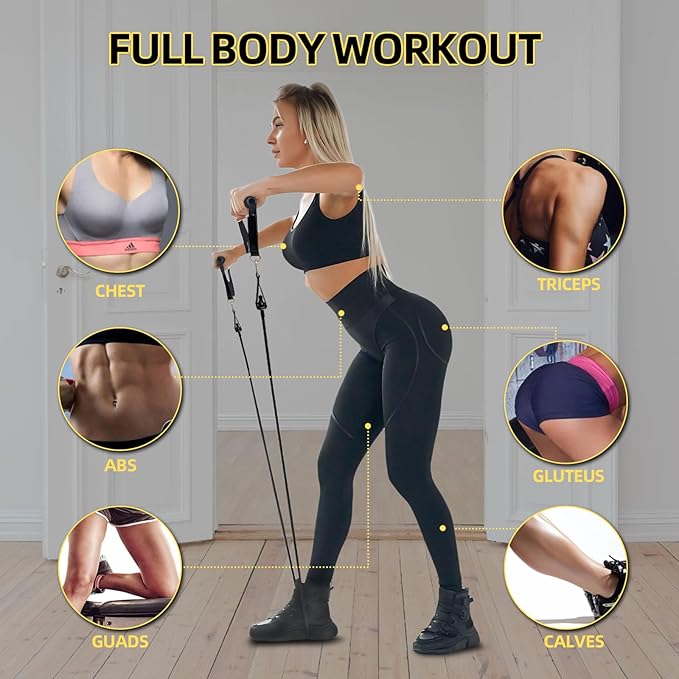 Door Anchor Strap and Resistance Bands for Working Out with Handles, Strength Training Equipment Exercise Bands for Full Body Workout, Non-Slip Multi Point Attachment for Home Gym Fitness