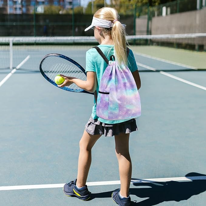Gym Bag for Girls, Drawstring Sports Bag Lgihtweight Large Travel Coconut Tree Purple Clinch bag