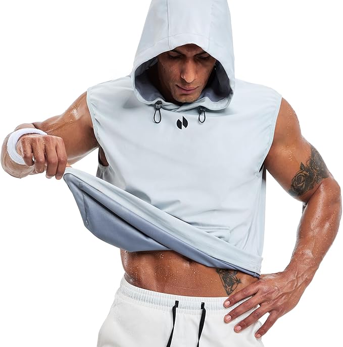 HOTSUIT Sauna Shirt for Men Anti-Rip Men's Heat Trapping Pullover Vest Hoodies Tank Top for Boxing Exercise