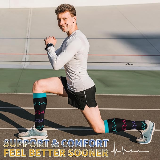 Graduated Copper Compression Socks for Men & Women Circulation 8 Pairs 15-20mmHg - Best for Running Athletic Cycling