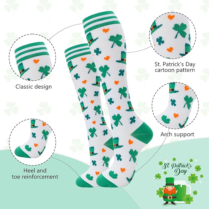 fenglaoda Compression Socks for Women Men Support Circulation 6 Pairs Socks For Nurse, Travel, Flight