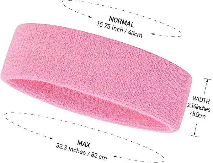 ONUPGO Sweatband Headbands for Men & Women -12PCS Sports Headbands Moisture Wicking Athletic Cotton Terry Cloth Headband for Tennis,Basketball,Football,Gym,Working Out